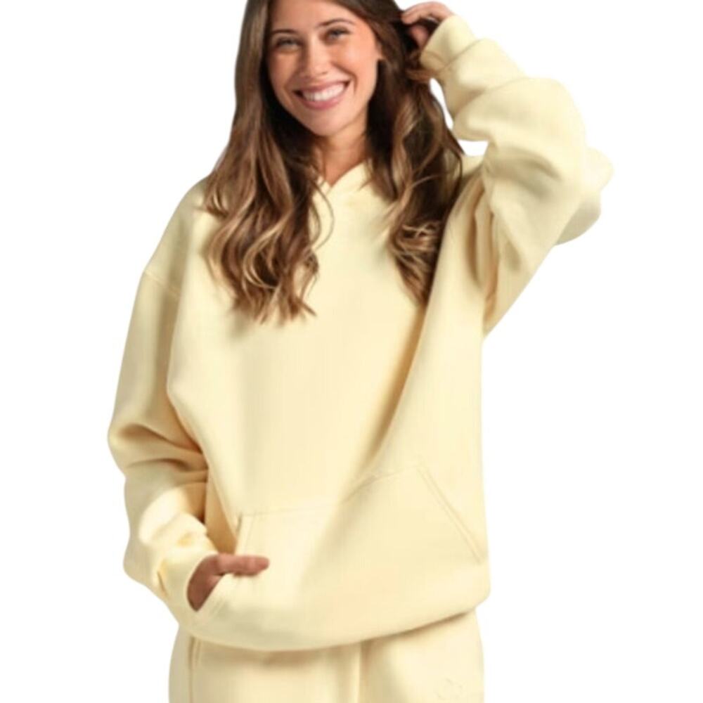Comfrt Minimalist Hoodie Sweatshirt Large Buttercream Yellow